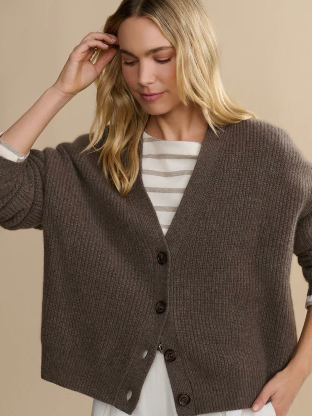 Jenni Kayne Ash Heather Cropped Cashmere Cocoon Cardigan